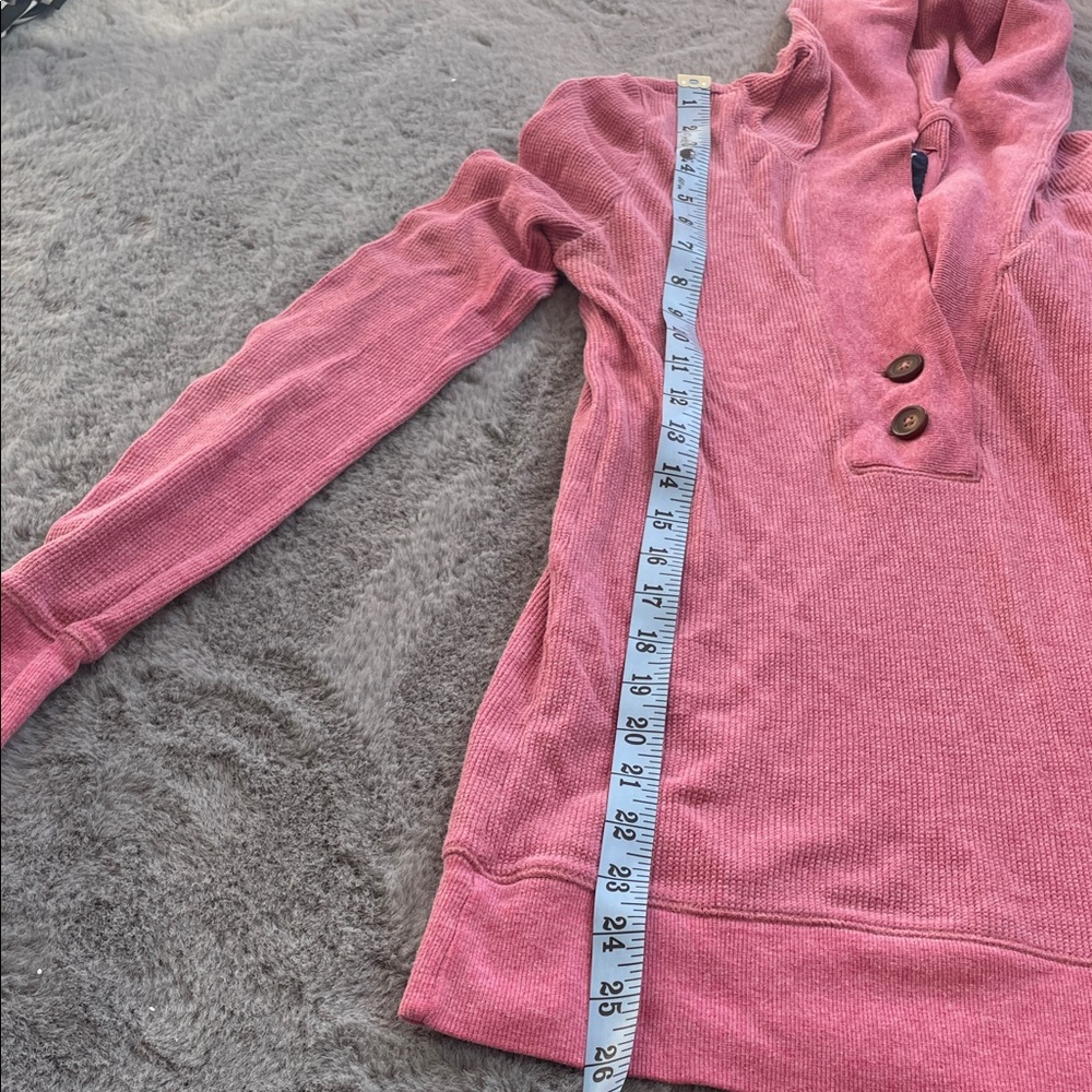 American Eagle Outfitters Pink Waffle Knit Hooded Pullover - Picture 5 of 7